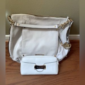 White Leather Michael Kors Bag and Michael Kors Wallet (Matching)